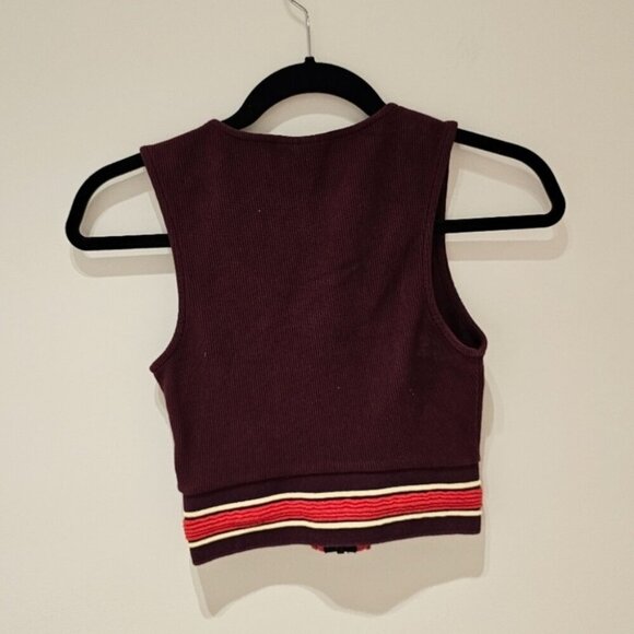 Topshop Burgundy & Red Crop Top 2 - Picture 3 of 6